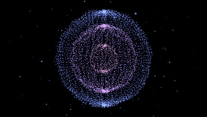 Abstract colors sci-fi sphere with particles and lines. Technology network connection on world. Futuristic vector illustration. Molecular medicine. Global digital connections ai. 3D wireframe geometri
