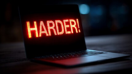 Laptop Screen Displaying Text Motivating Persistence, Encouragement