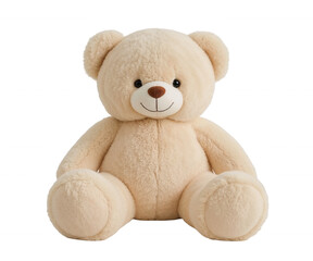 Obraz premium Charming Plush, A Heartwarming Image of a Cream-Colored Teddy Bear, Perfect for Illustrating Comfort and Childhood Memories