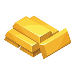 Illustration of a stack of gold bars symbolizing finance and wealth in a minimalist flat style. The bright color emphasizes the shine of gold symbolizing prosperity.