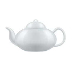 Illustration of a ceramic teapot with a smooth design and glossy finish that embodies simplicity and elegance, perfect for the tea ceremony.