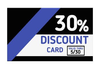 30% Discount Card Graphic, 30% Discount Card Transparent Background, Shopping Voucher, Discount Voucher Card
