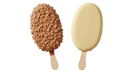 Isolated Two Flavors of Ice Cream Bars on Sticks