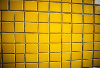 Close-up of a textured wall covered in bright yellow tiles,  backdrop,  close up