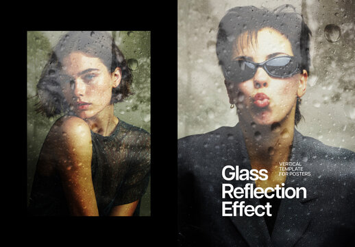 Window Reflection Poster Photo Effect Mockup