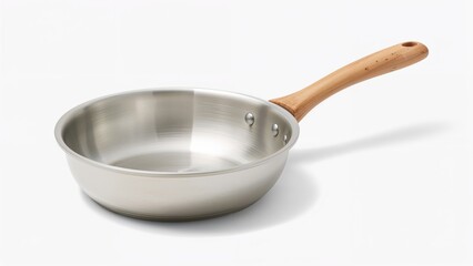 Kitchen Pan Equipped with a Wooden Handle That Detaches, Set on White