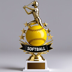 Golden Softball Trophy with Player and Stars image