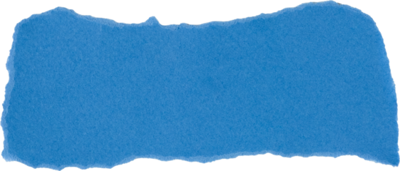 Blue paper strip with torn edges, isolated PNG