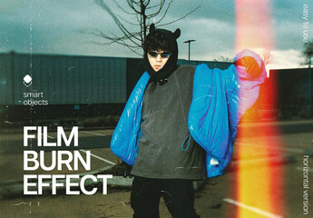 Film Burn Photo Effect Mockup