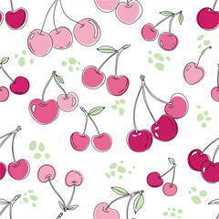 Cute Hand-Drawn Cherry Seamless Pattern
