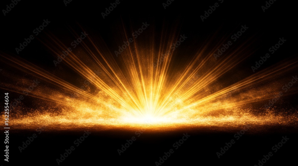 Poster stunning radiant light display overlaying a deep black background in a celestial explosion style