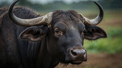 Fototapeta premium Detailed portrait of a buffalo head and eye