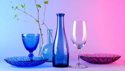 Soft gradient background with delicate glass elements casting refractions and shadows, designed for clean product mockups. 