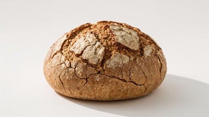 Fresh rye bread set on a white surface