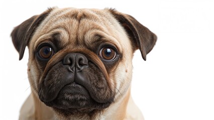 Obraz premium Close-Up of a Pug Against a White Backdrop