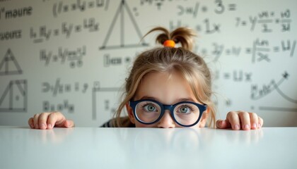 Curious Child Peeks Behind a Desk