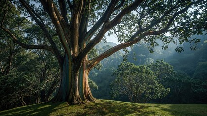 Obraz premium Brightly Colored Eucalyptus Tree in a Lush Setting