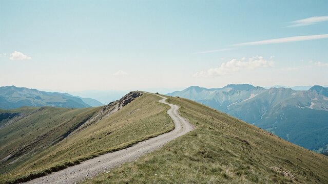 Analog shot of a picturesque mountain trail in the alpine region