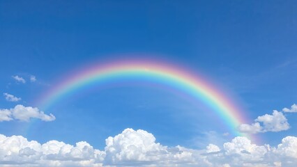 Multicolored band in the bright sky