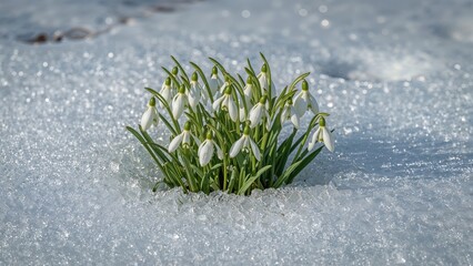 Early Blossoms Emerge Amidst Winter's Last Snowflakes