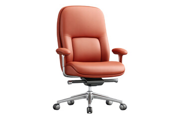 A modern ergonomic office chair with a sleek design and plush leather upholstery, featuring adjustable armrests and a swivel base.
