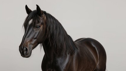 Obraz premium Image of a dark equine with a long mane