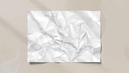 Wrinkled white paper sheet mockup with creases and folds