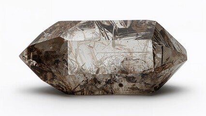White background with isolated quartz crystal
