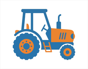 Flat icon design of a tractor. Equipment for farming and agriculture

