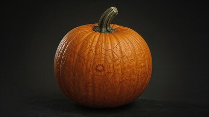 Sharp and clear picture of a pumpkin covered in a spider web illustrating the chilling and mysterious vibe of Halloween