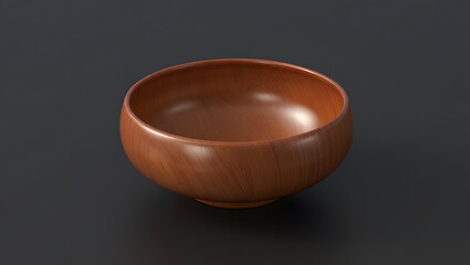 Elegant Wooden Bowl on Dark Background Minimalist Design Kitchenware and Dining Table Accent High Quality Image Ready for Use