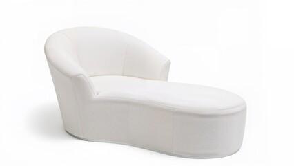 Comfortable large armchair covered in white fabric, showcasing gentle contours and elegant features with a minimalistic base.