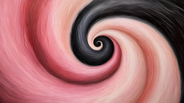 Abstract Pink Black Swirl Spiral Painting Art