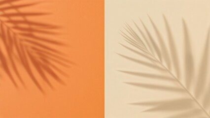 Tropical shadow play on warm beige and orange summer hues with pastel paper accents
