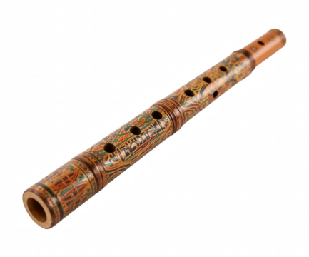 Elegantly patterned flute crafted from wood a piece of craftsmanship depicting andean culture and musical tradition