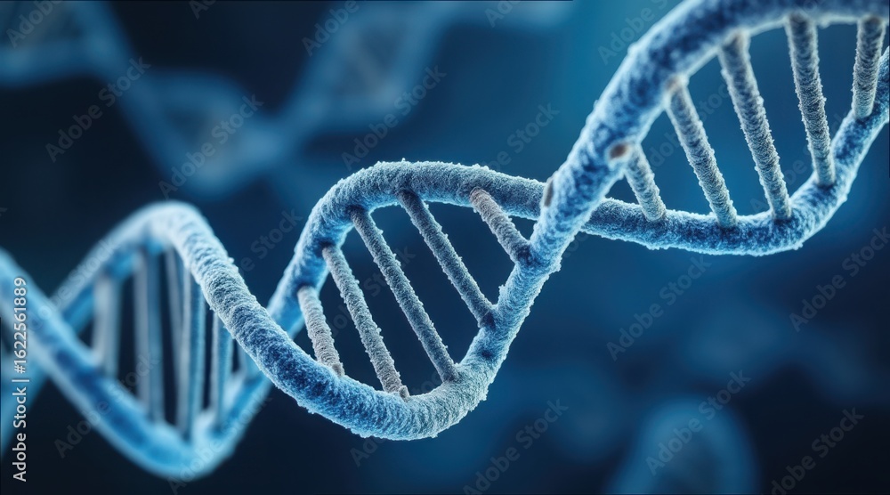 Poster close-up view of dna helix under microscope with clear details