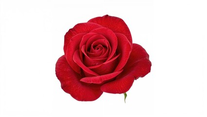 Red rose bud, stem removed, isolated on a white surface with clipping path.
