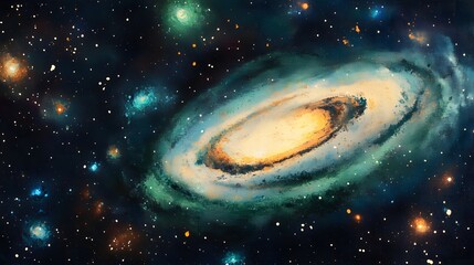 Cosmic Galaxy Spiral Nebula Paint Art Space