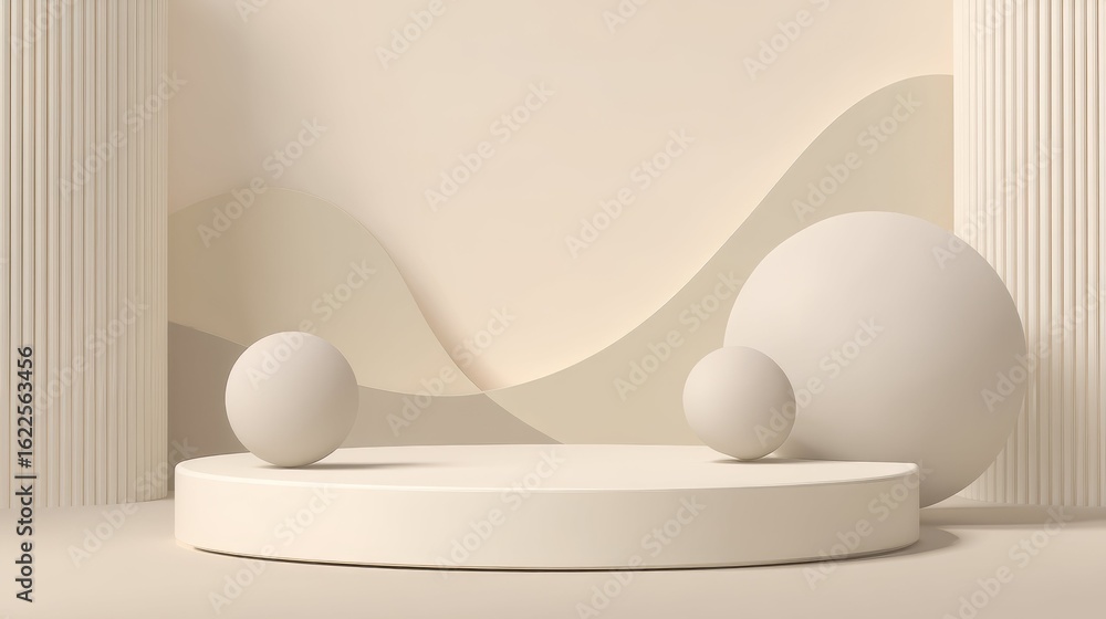 Poster minimalist light beige background for product display setup