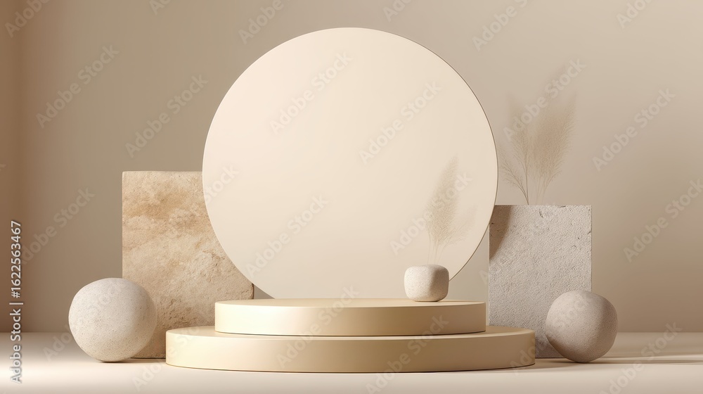 Poster minimalist beige background for stylish product display setup