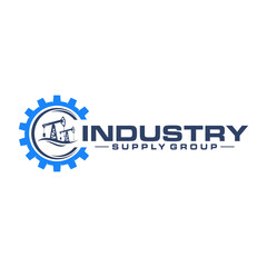 Industry Supply Group Logo With Oil Pumps In Gear