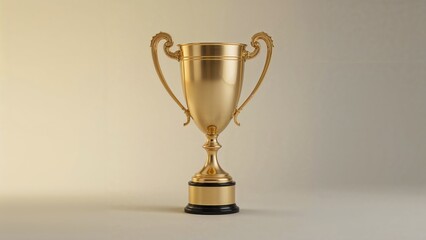 Gold champion's award trophy displayed on background