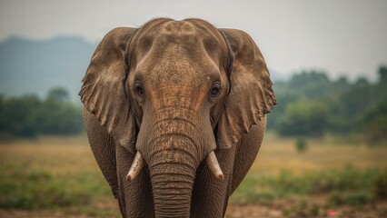 Fototapeta premium Headshot of a golden elephant sculpture