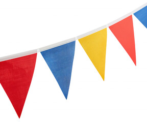 Festive Celebration, Vividly Colored Triangle Pennant Bunting String Displayed for Parties and Events Celebration