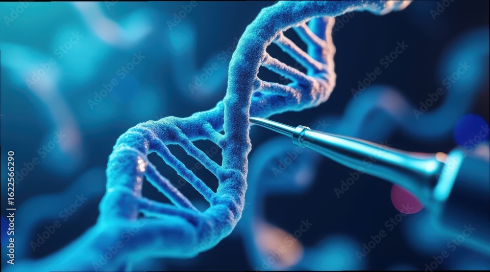 Poster advanced crispr tool interacting with dna strand in laboratory setting