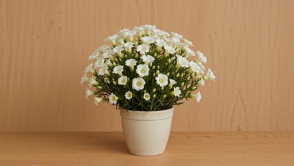 Schlumbergera plant in a pot placed on wooden boards. Indoor botanical. Seasonal cactus. Home floral decoration.