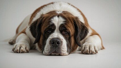 Gloomy big canine lying down on the floor