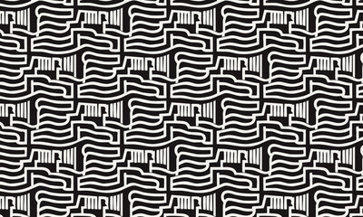 A bold and powerful seamless pattern featuring modern, geometric tribal line art