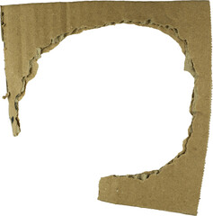 uneven hand torn circular cardboard paper ring isolated on white background