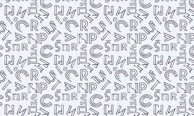 A stylish seamless pattern featuring abstract, hand-drawn typography in a classic Art Deco style